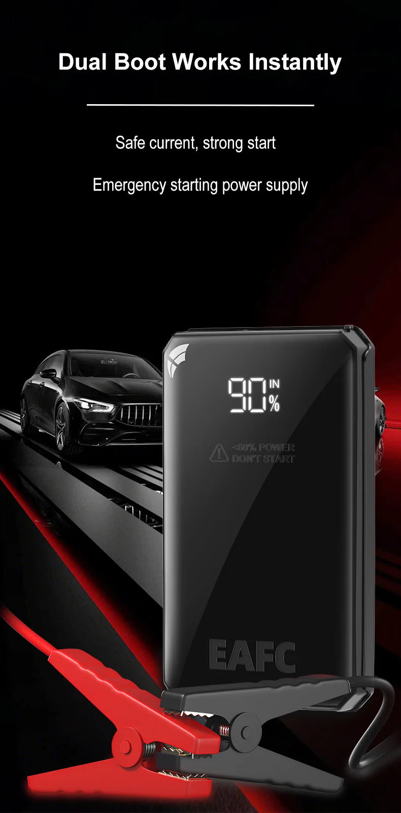 DriveStart Pro™ | Arrancador de Batería Portátil 1000A con Power Bank y Luz LED SOS