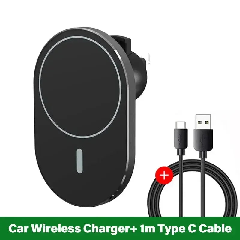 Cargador Inalámbrico Magnético MagSafe para Auto 15W - Con Indicador de Carga