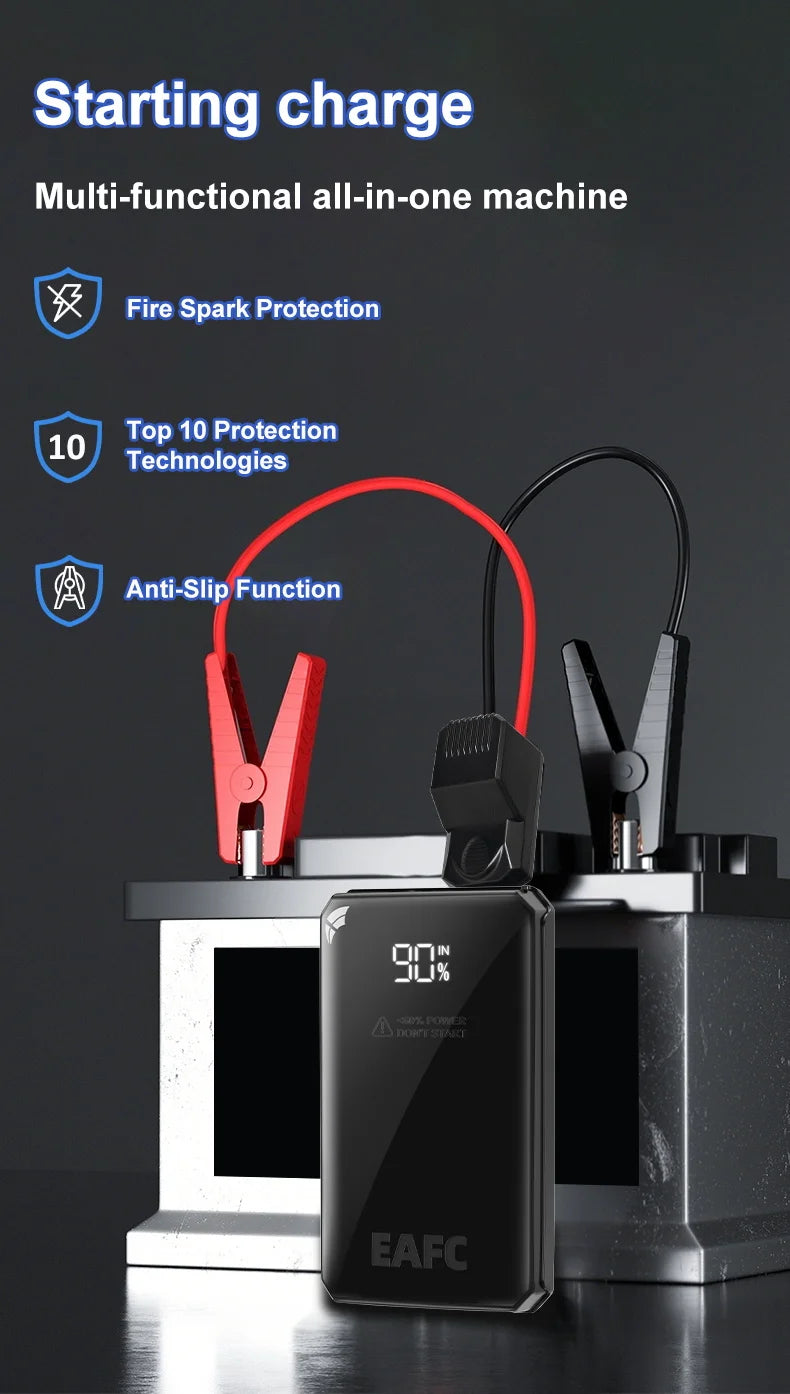 DriveStart Pro™ | Arrancador de Batería Portátil 1000A con Power Bank y Luz LED SOS