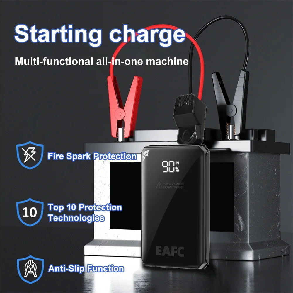 Arrancador de Batería Portátil 1000A - Power Bank para Auto con Luz LED
