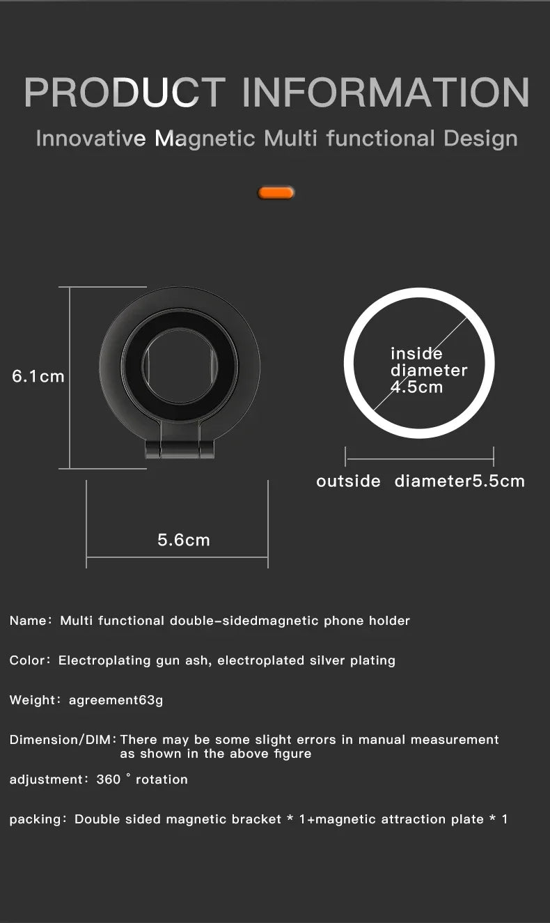 Anillo Soporte MagSafe Doble Cara Plegable - Base Portátil Universal para iPhone