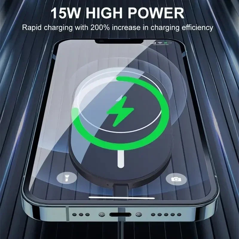 Cargador Inalámbrico Magnético MagSafe para Auto 15W - Con Indicador de Carga