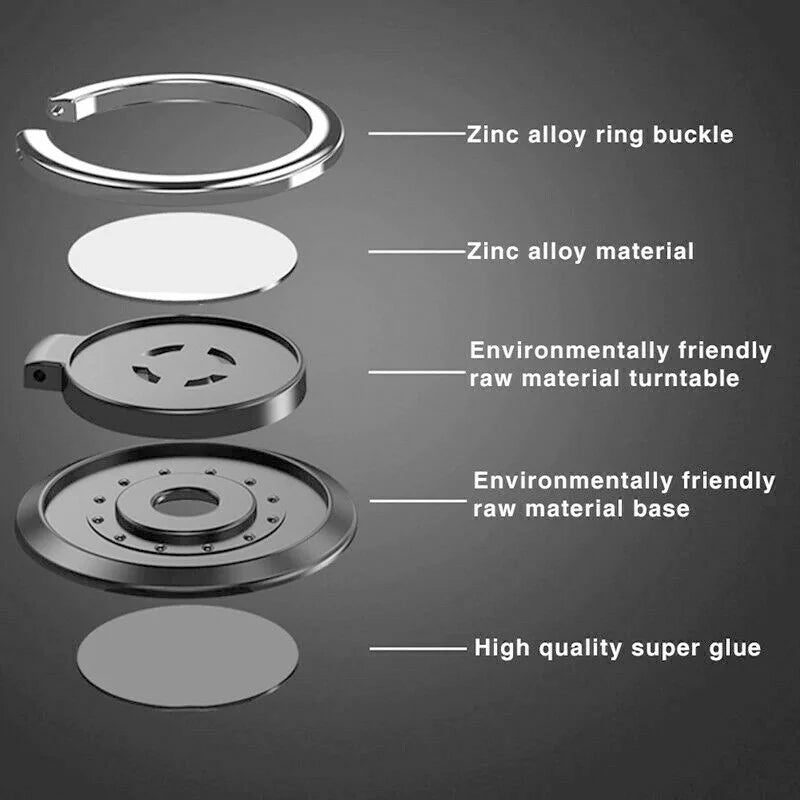 Anillo Soporte 360° para Celular - Magnético Universal con Base para Auto