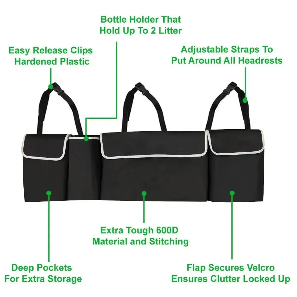 Bolsa Organizadora Colgante para Asiento Trasero - Impermeable con Bolsillo de Malla