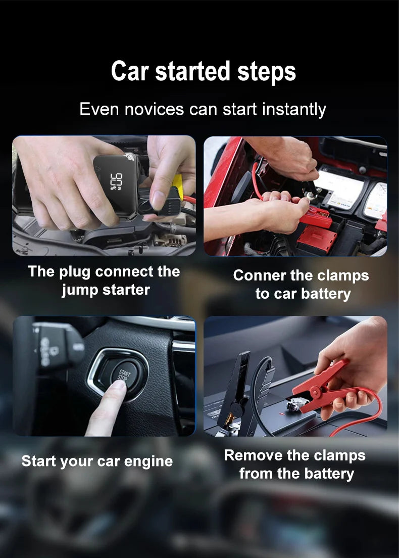 DriveStart Pro™ | Arrancador de Batería Portátil 1000A con Power Bank y Luz LED SOS
