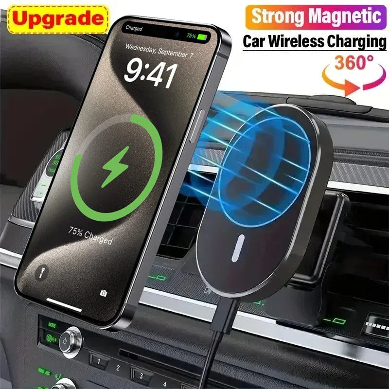 Cargador Inalámbrico Magnético MagSafe para Auto 15W - Con Indicador de Carga
