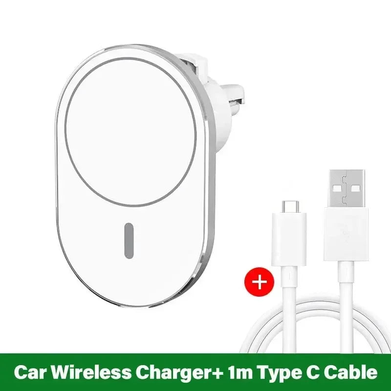 Cargador Inalámbrico Magnético MagSafe para Auto 15W - Con Indicador de Carga