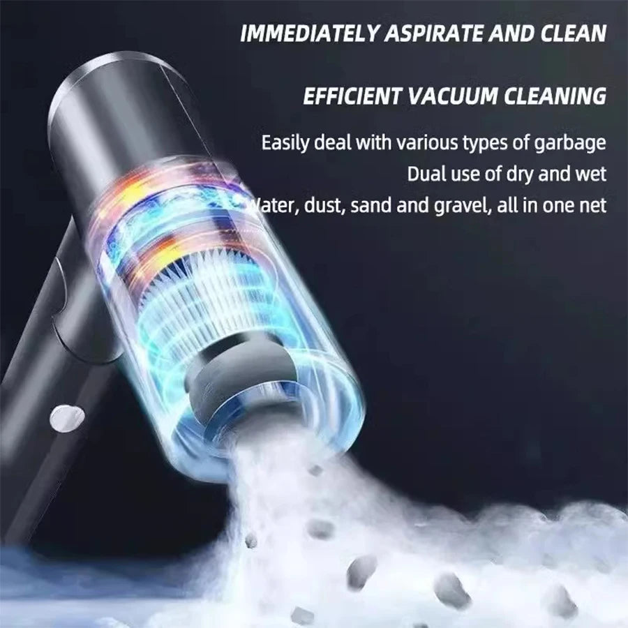 Aspiradora de Mano para Auto 5500Pa - Filtro HEPA, Inalámbrica, Limpieza de Coche y Hogar