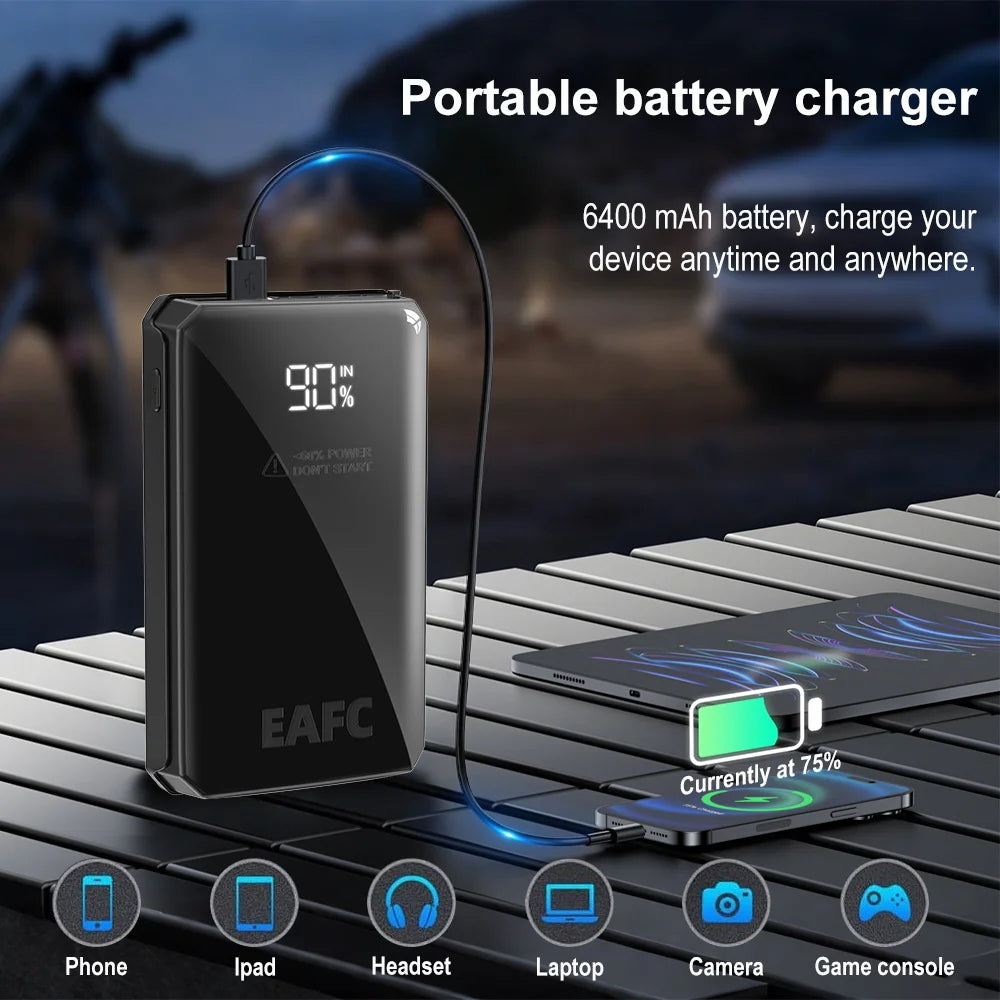 Arrancador de Batería Portátil 1000A - Power Bank para Auto con Luz LED