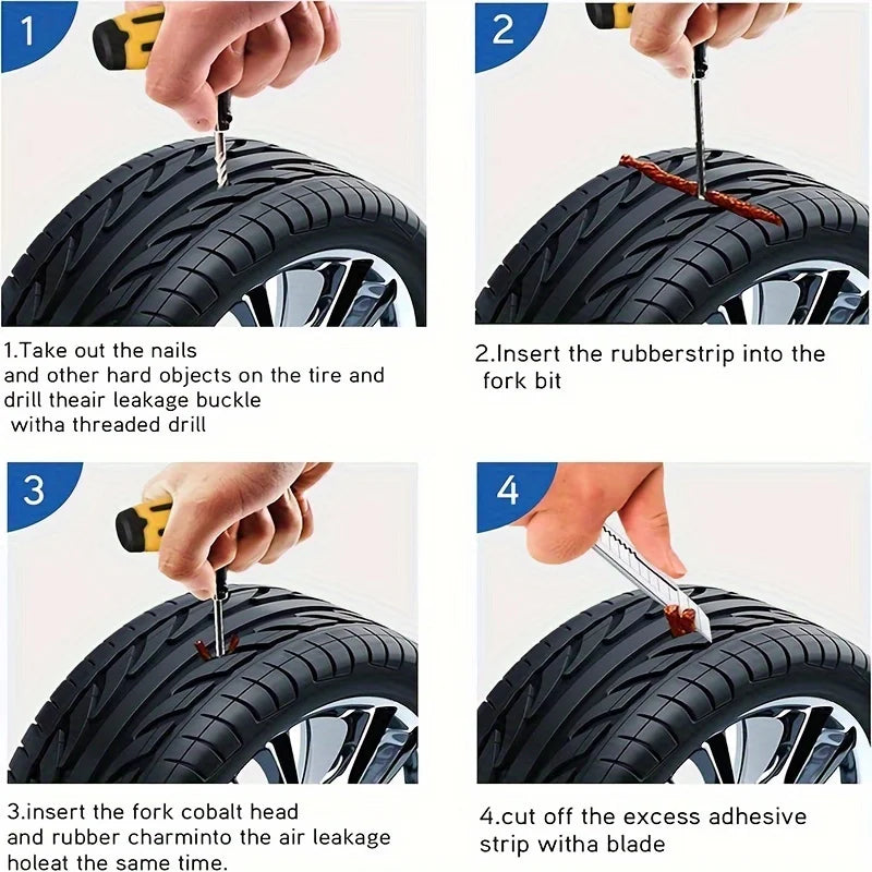 Kit de Reparación de Llantas de Emergencia - Parches y Pegamento para Auto y Camioneta