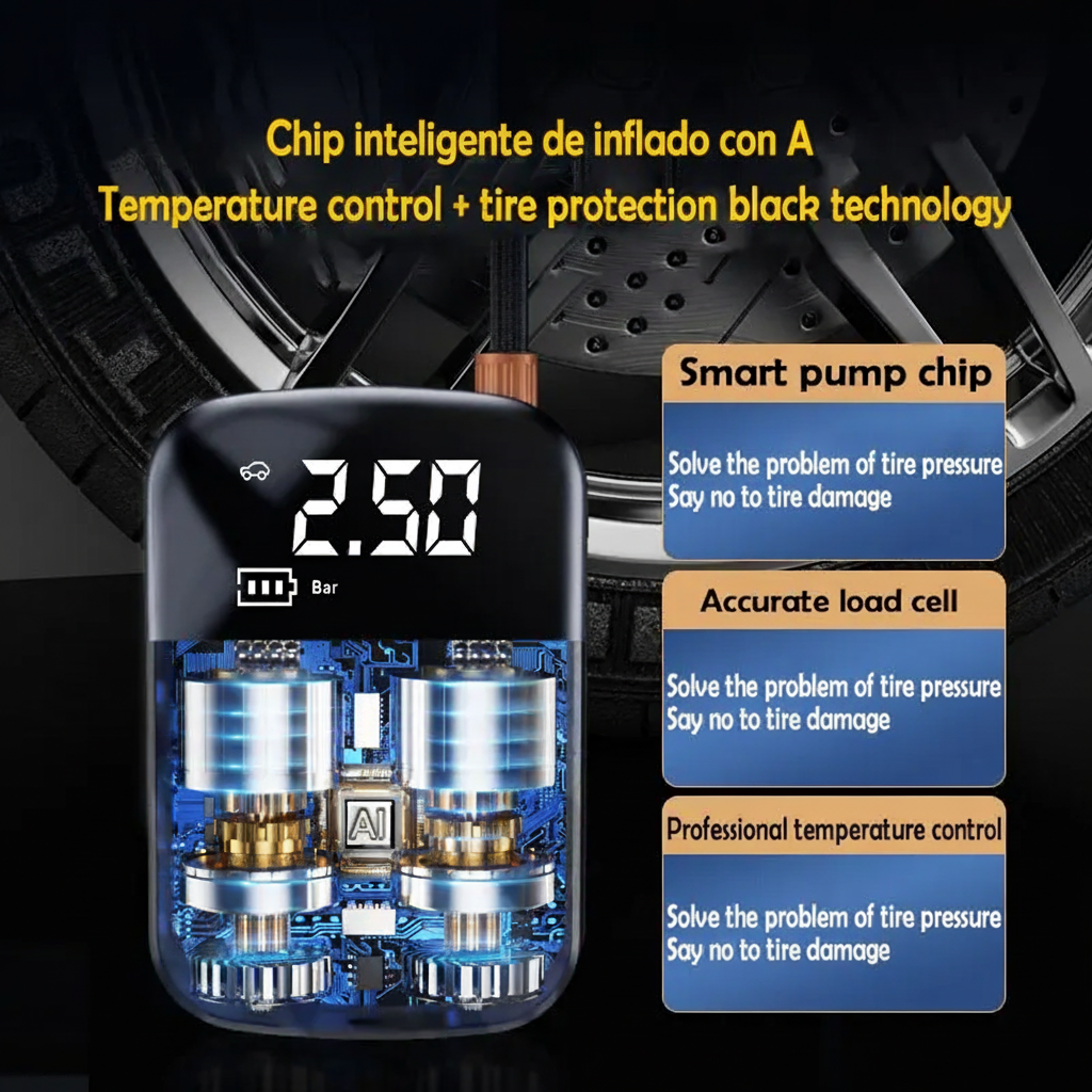 Inflador de Llantas Eléctrico 150PSI - Compresor Portátil 12V